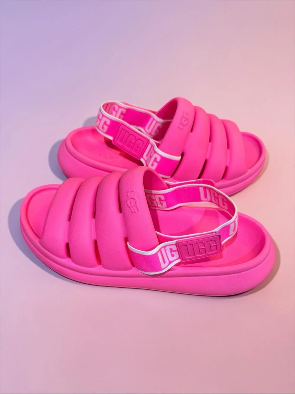 UGG Sport Yeah Pink Foam Removable Slingback Lightweight Slides Size 9 - Picture 16 of 16
